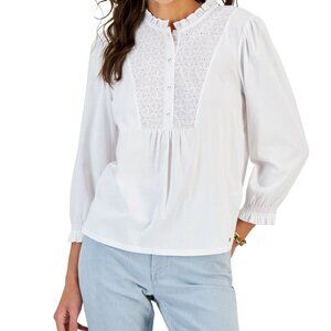 Tommy Hilfiger White Ruffled Blouse Top - Size M